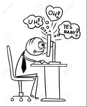 Baby Porn Art - Cartoon vector doodle stickman watching porn;pornography; sexual video  movie content on computer screen